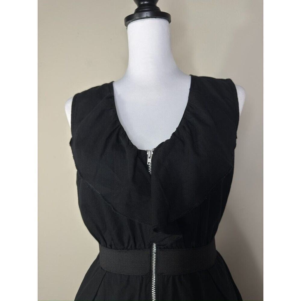 Reformation Jeans Full Zip Midi Dress Black Sz S Sleeveless Career Work Cinched - Picture 3 of 8